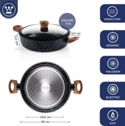 Westinghouse Pannenset Marble Wood (Wokpan ø 30 Cm + Braadpan + Hapjespan ø 28 Cm) - Inductie En Alle Andere Warmtebronnen -Keukenbenodigdheden Winkel 1190x1200 1