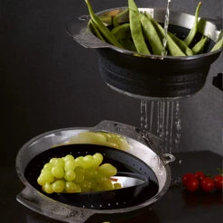 Rosle Vergiet - RVS / Siliconen - ø 24 Cm - Opvouwbaar -Keukenbenodigdheden Winkel 16124 05 Seiher faltbar schwarz 24cm