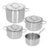 Demeyere - 4 Delige Pannenset (Kookpan ø 18 / 20 / 24 Cm + Steelpan ø 16 Cm) + Deksels Resto 3 - RVS -Keukenbenodigdheden Winkel 5412191880173 SET88017