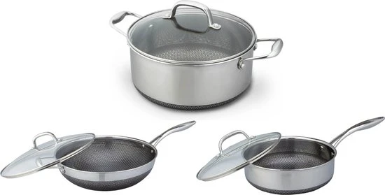 Westinghouse Pannenset Black Signature (Kookpan + Hapjespan ø 24 Cm + Wokpan ø 32 Cm) - Inductie En Alle Andere Warmtebronnen 3 Westinghouse Pannenset Black Signature (Kookpan + Hapjespan ø 24 Cm + Wokpan ø 32 Cm) - Inductie En Alle Andere Warmtebronnen