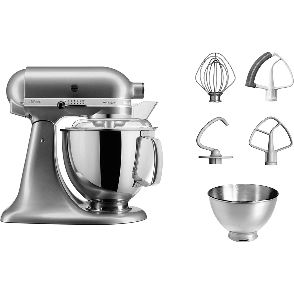 KitchenAid Keukenmachine Artisan - Kantelbare Kop - Contour Zilver - 4.8 Liter - 5KSM175PSECU 4 KitchenAid Keukenmachine Artisan - Kantelbare Kop - Contour Zilver - 4.8 Liter - 5KSM175PSECU - Afbeelding 2