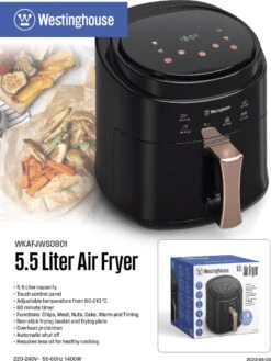 Westinghouse Airfryer / Heteluchtfriteuse - 1400 W - Zwart - 5.5 Liter -Keukenbenodigdheden Winkel 902x1200