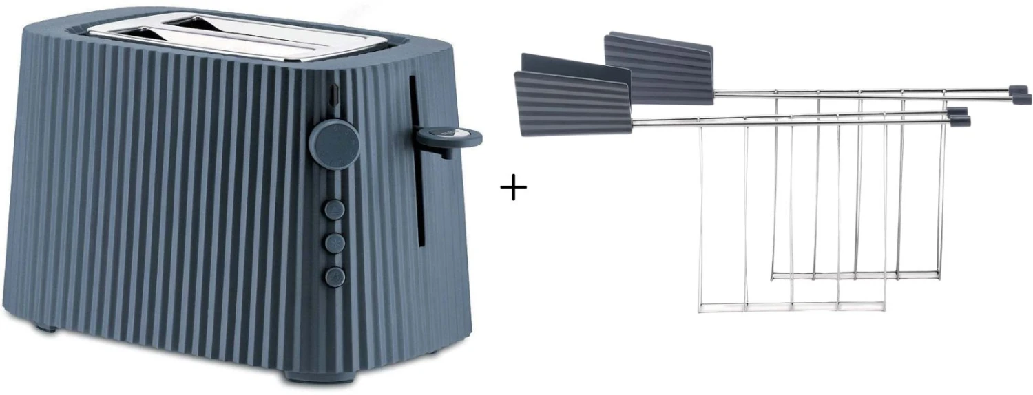Alessi Broodrooster Plissé + Alessi Tostiklemmen Plissé - Grijs - Michele De Lucchi 3 Alessi Broodrooster Plissé + Alessi Tostiklemmen Plissé - Grijs - Michele De Lucchi