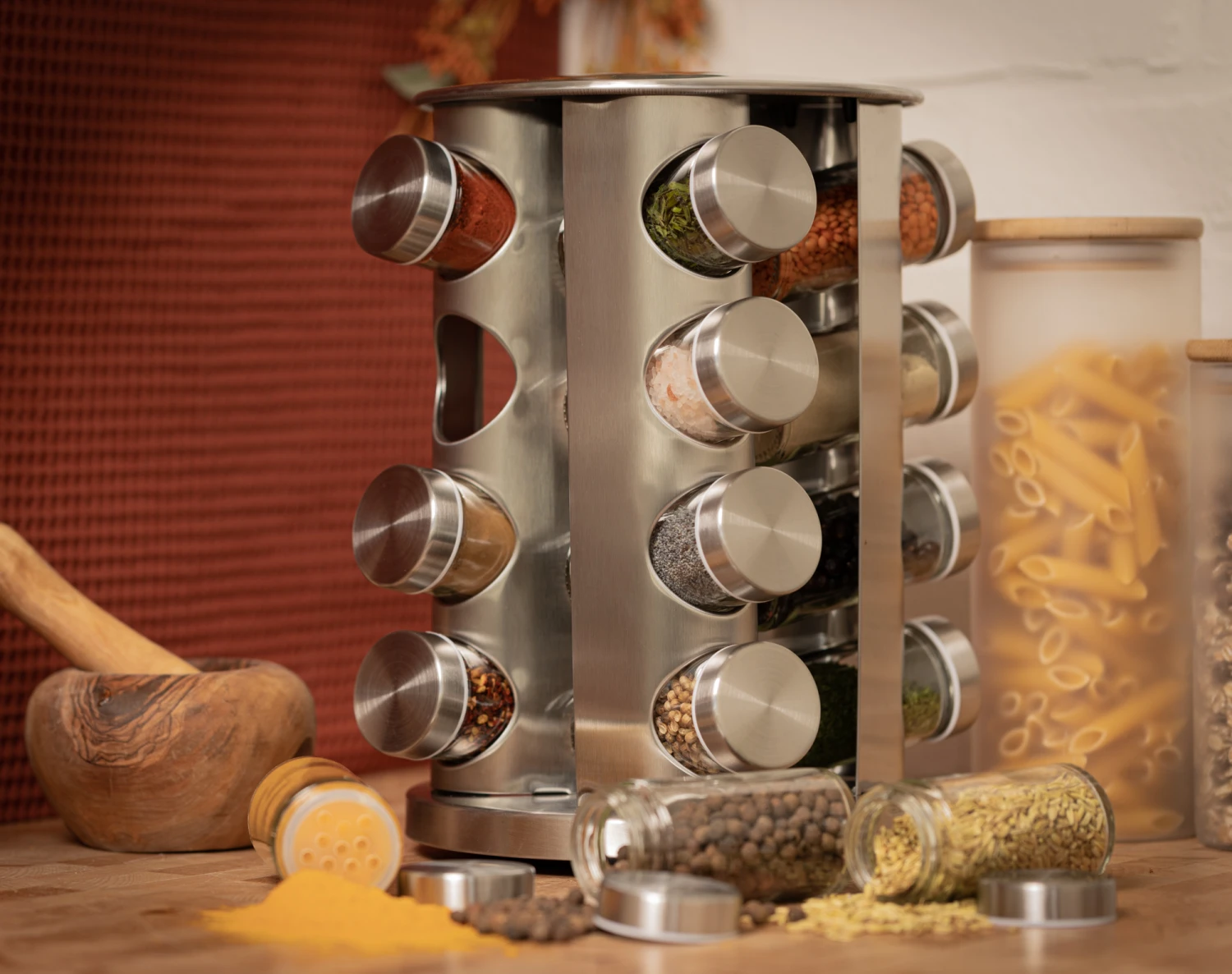 Blackwell Kruidenrek / Kruidencarrousel - Inclusief 16 Kruidenpotjes - RVS 4 Blackwell Kruidenrek / Kruidencarrousel - Inclusief 16 Kruidenpotjes - RVS - Afbeelding 2