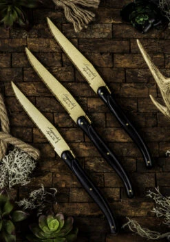 Laguiole Style De Vie Steakmessen Prestige Line Goud - 6 Stuks -Keukenbenodigdheden Winkel PresSteakGoudZw 1