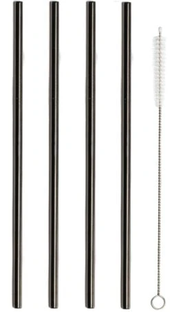 Sareva Herbruikbare Rietjes - Met Borstel - Zwart - 4 Stuks -Keukenbenodigdheden Winkel Sareva Rietjes Rech zwart