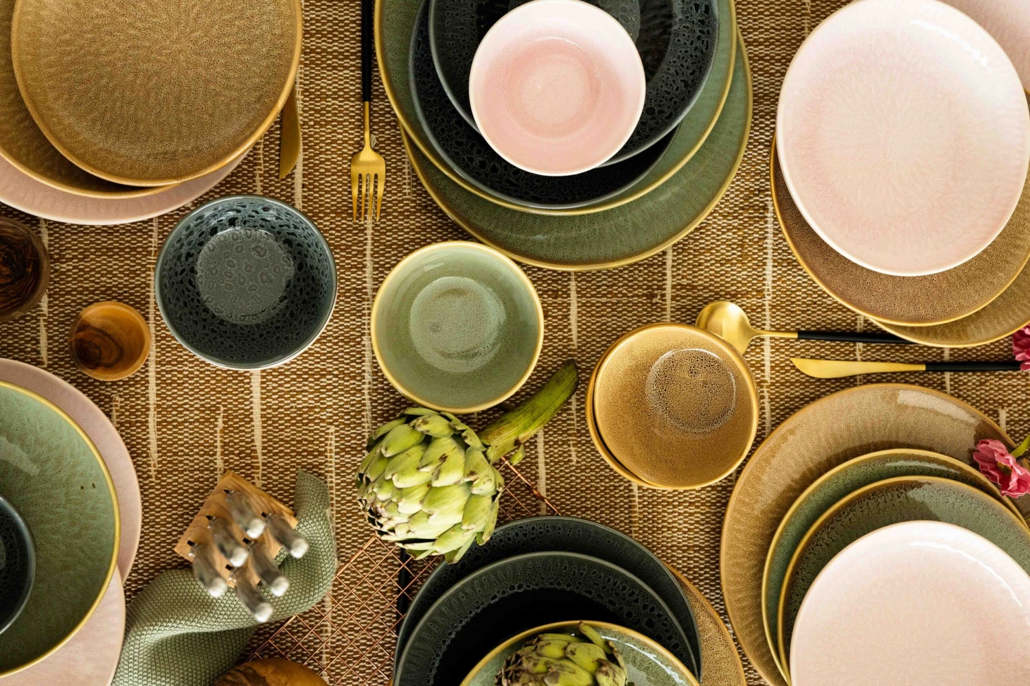 Jay Hill Serviesset Alderney - 4-delig - Bruin/Geel 6 Jay Hill Serviesset Alderney - 4-delig - Bruin/Geel - Afbeelding 4