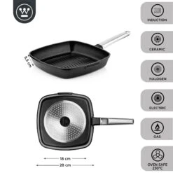 Westinghouse Grillpan Performance - Blissful Black - 28 X 28 Cm - Standaard Anti-aanbaklaag 13 Westinghouse Grillpan Performance - Blissful Black - 28 X 28 Cm - Standaard Anti-aanbaklaag -Keukenbenodigdheden Winkel WCFP0095G28BK 3