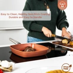 Westinghouse Grillpan Performance - Rebel Red - 28 X 28 Cm - Standaard Anti-aanbaklaag -Keukenbenodigdheden Winkel WCFP0095G28OR 4