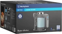 Westinghouse Handmixer Retro Collections - 6 Standen - Blauw - WKHM250BU -Keukenbenodigdheden Winkel WKHM250BU Hand Mixer BLUE BOX