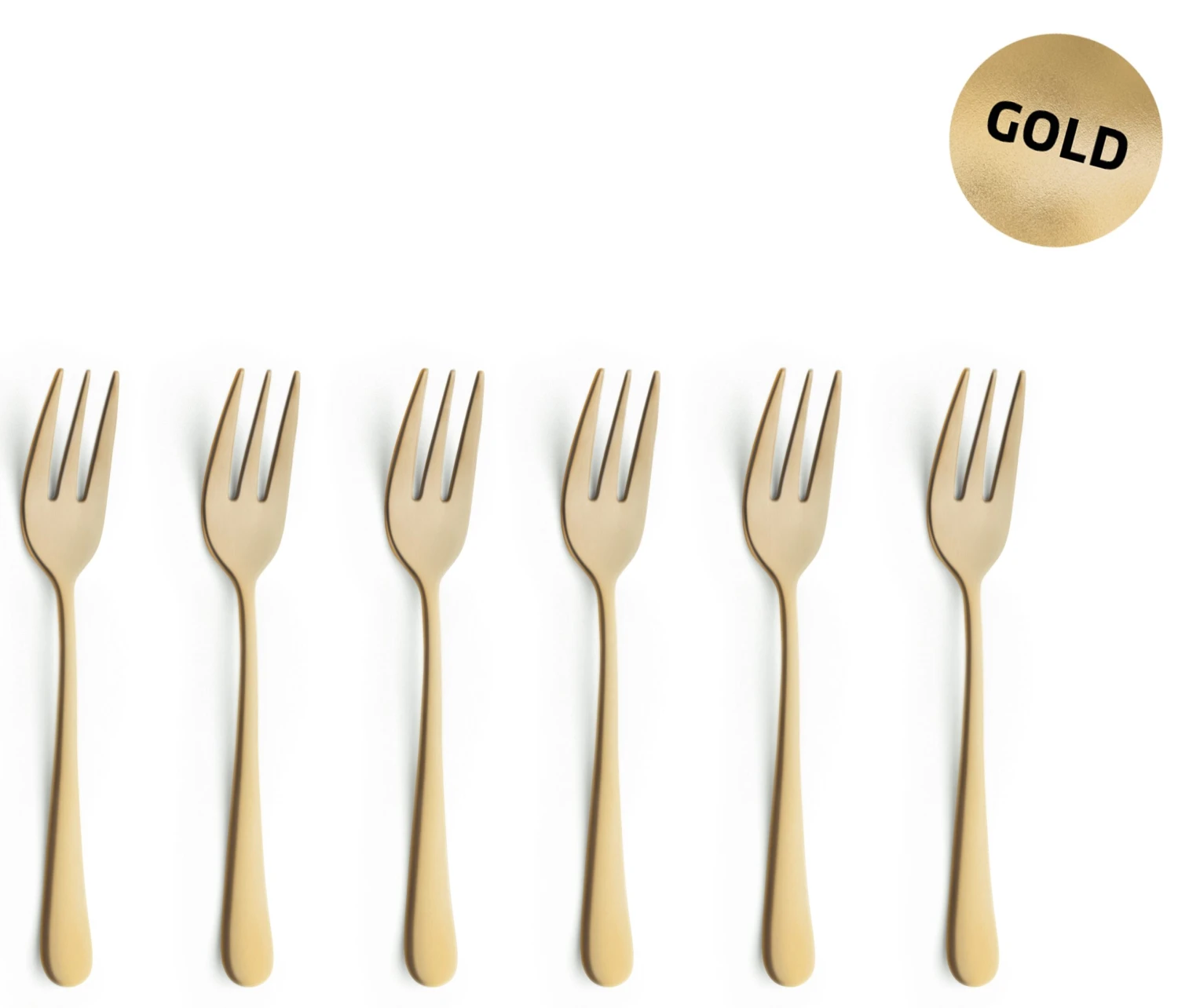 Amefa Gebaksvorkjes Austin - Vintage Goud - 6 Stuks 4 Amefa Gebaksvorkjes Austin - Vintage Goud - 6 Stuks - Afbeelding 2