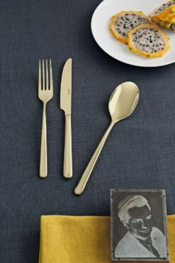 Sambonet Bestekset Linear - Champagne - 24 Delig / 6 Personen -Keukenbenodigdheden Winkel sambonet bestekset linear champagne sfeer