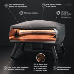 Witt Pizza Oven Etna Rotante - Op Gas Voor Buiten - Mat Grafiet - Voor ø 40 Cm Pizza's - Roterende Pizzasteen -Keukenbenodigdheden Winkel wp etna rotante ecom graphite 005